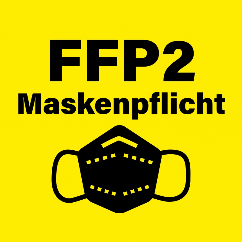 Hinweis Aufkleber FFP2 Maskenpflicht