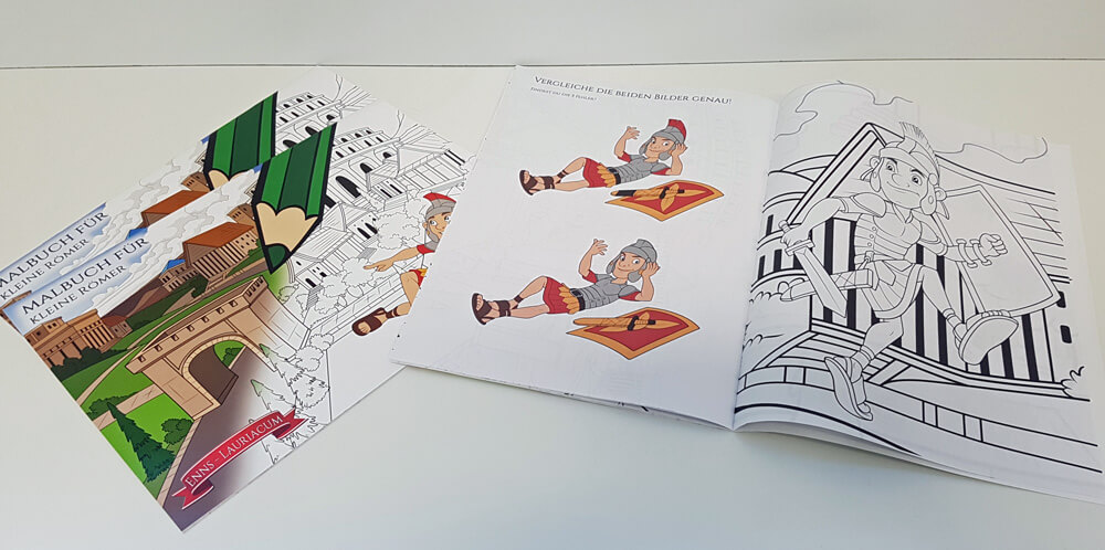 Malbuch mit Römer Themen, selbstproduziert von der Druckerei color4life