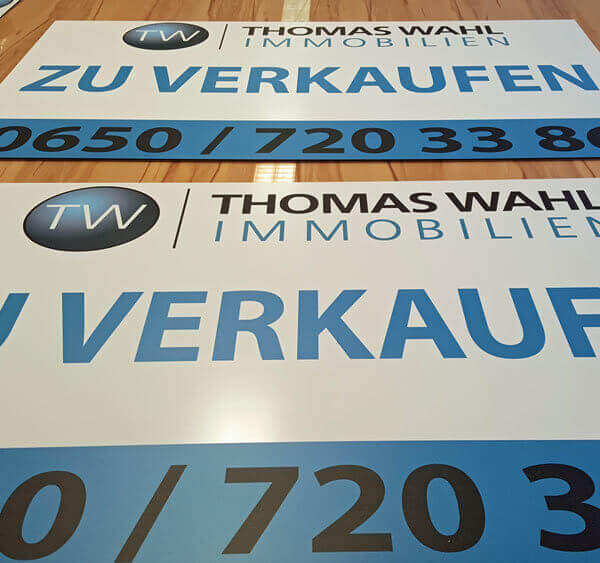 Thomas Wahl Immobilien 0650 7203386 PVC Schild