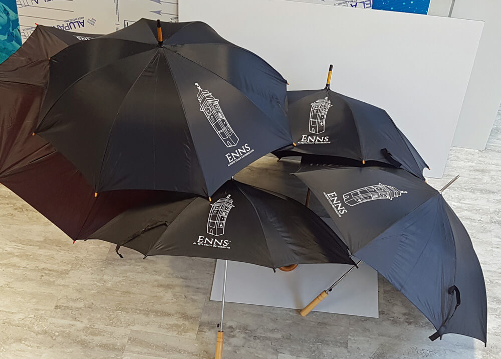 Regenschirme bedruckt mit Motiv "Ennser Stadtturm"